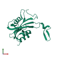 PDB entry 7aut coloured by chain, front view.