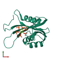 PDB entry 7auu coloured by chain, front view.