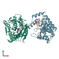 PDB entry 7auy coloured by chain, front view.