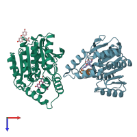 PDB entry 7auy coloured by chain, top view.