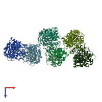 PDB entry 7av7 coloured by chain, top view.