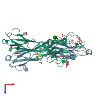 PDB entry 7aw6 coloured by chain, top view.