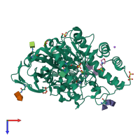 PDB entry 7awh coloured by chain, top view.