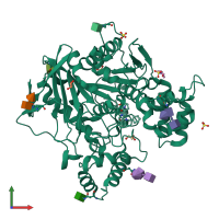 PDB entry 7awi coloured by chain, front view.