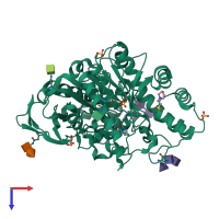 PDB entry 7awi coloured by chain, top view.