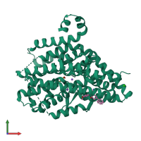 PDB entry 7awm coloured by chain, front view.