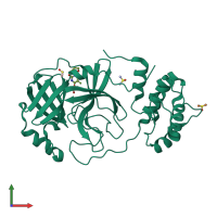 PDB entry 7awr coloured by chain, front view.