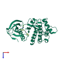 PDB entry 7aym coloured by chain, top view.