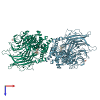 PDB entry 7ayq coloured by chain, top view.