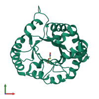 PDB entry 7az9 coloured by chain, front view.