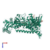 PDB entry 7b02 coloured by chain, top view.