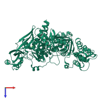 PDB entry 7b07 coloured by chain, top view.