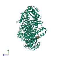 PDB entry 7b08 coloured by chain, side view.