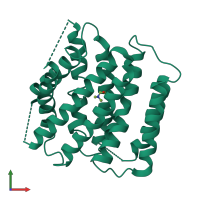 Monomeric assembly 1 of PDB entry 7b0k coloured by chemically distinct molecules, front view.