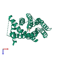 PDB entry 7b0k coloured by chain, top view.