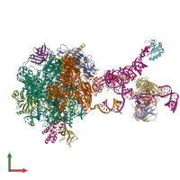 Hetero 25-meric assembly 1 of PDB entry 7b0y coloured by chemically distinct molecules, front view.
