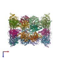 PDB entry 7b12 coloured by chain, top view.