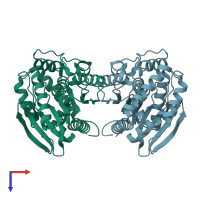 PDB entry 7b1x coloured by chain, top view.