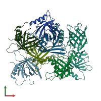 PDB entry 7b28 coloured by chain, front view.