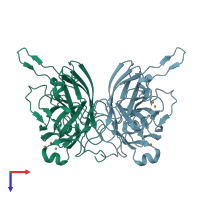 PDB entry 7b2k coloured by chain, top view.