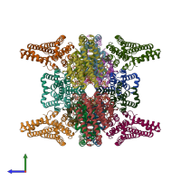 PDB entry 7b2l coloured by chain, side view.