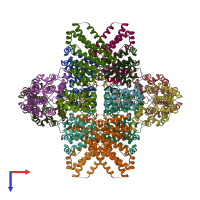 PDB entry 7b2l coloured by chain, top view.