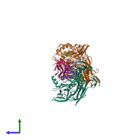 PDB entry 7b2q coloured by chain, side view.