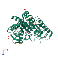 PDB entry 7b2z coloured by chain, top view.