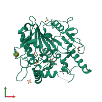 PDB entry 7b37 coloured by chain, front view.