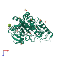 PDB entry 7b37 coloured by chain, top view.