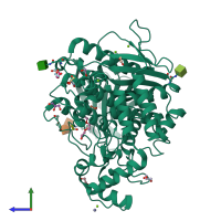 PDB entry 7b38 coloured by chain, side view.