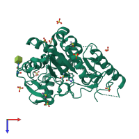 PDB entry 7b3g coloured by chain, top view.