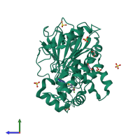 PDB entry 7b3h coloured by chain, side view.