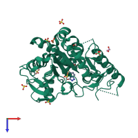 PDB entry 7b3h coloured by chain, top view.