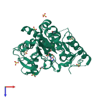 PDB entry 7b3p coloured by chain, top view.