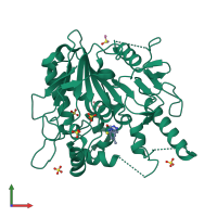 PDB entry 7b3x coloured by chain, front view.