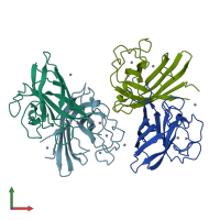 PDB entry 7b4o coloured by chain, front view.