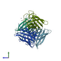PDB entry 7b4o coloured by chain, side view.