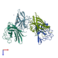 PDB entry 7b4o coloured by chain, top view.