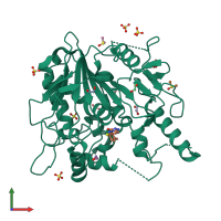 PDB entry 7b4x coloured by chain, front view.