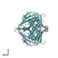 PDB entry 7b4y coloured by chain, side view.
