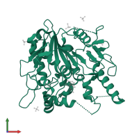 Palmitoleoyl-protein carboxylesterase NOTUM in PDB entry 7b50, assembly 1, front view.