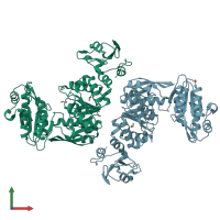 PDB entry 7b53 coloured by chain, front view.