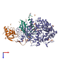 PDB entry 7b59 coloured by chain, top view.