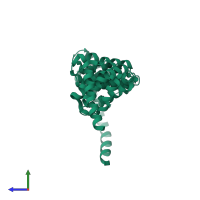 PDB entry 7b6e coloured by chain, side view.