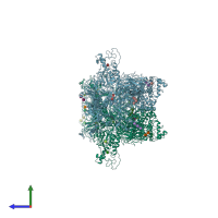 PDB entry 7b75 coloured by chain, side view.