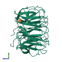 PDB entry 7b7f coloured by chain, side view.
