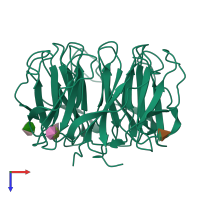 PDB entry 7b7f coloured by chain, top view.