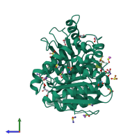 PDB entry 7b7h coloured by chain, side view.