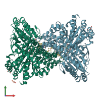 PDB entry 7b7t coloured by chain, front view.